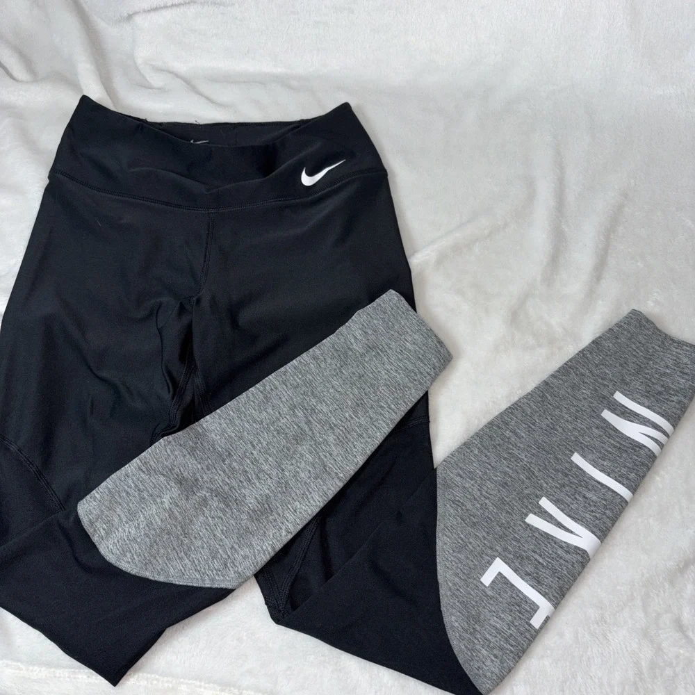 Nike Women's Power Mesh‎ Wrap Tights Black Grey Dry-Fit Women's Small